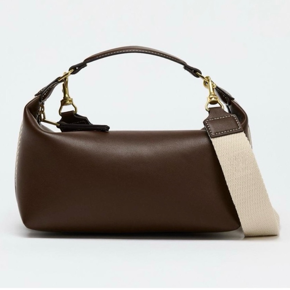 Zara Crossbody Bag with Side Stripe, Brown